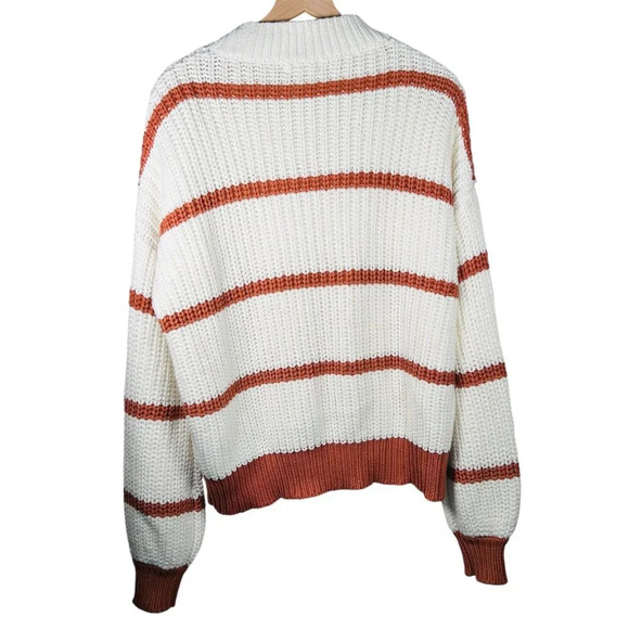 In Loom Size Medium Sweater Cotton Striped Oversized Cozy Casual - Picture 2 of 7